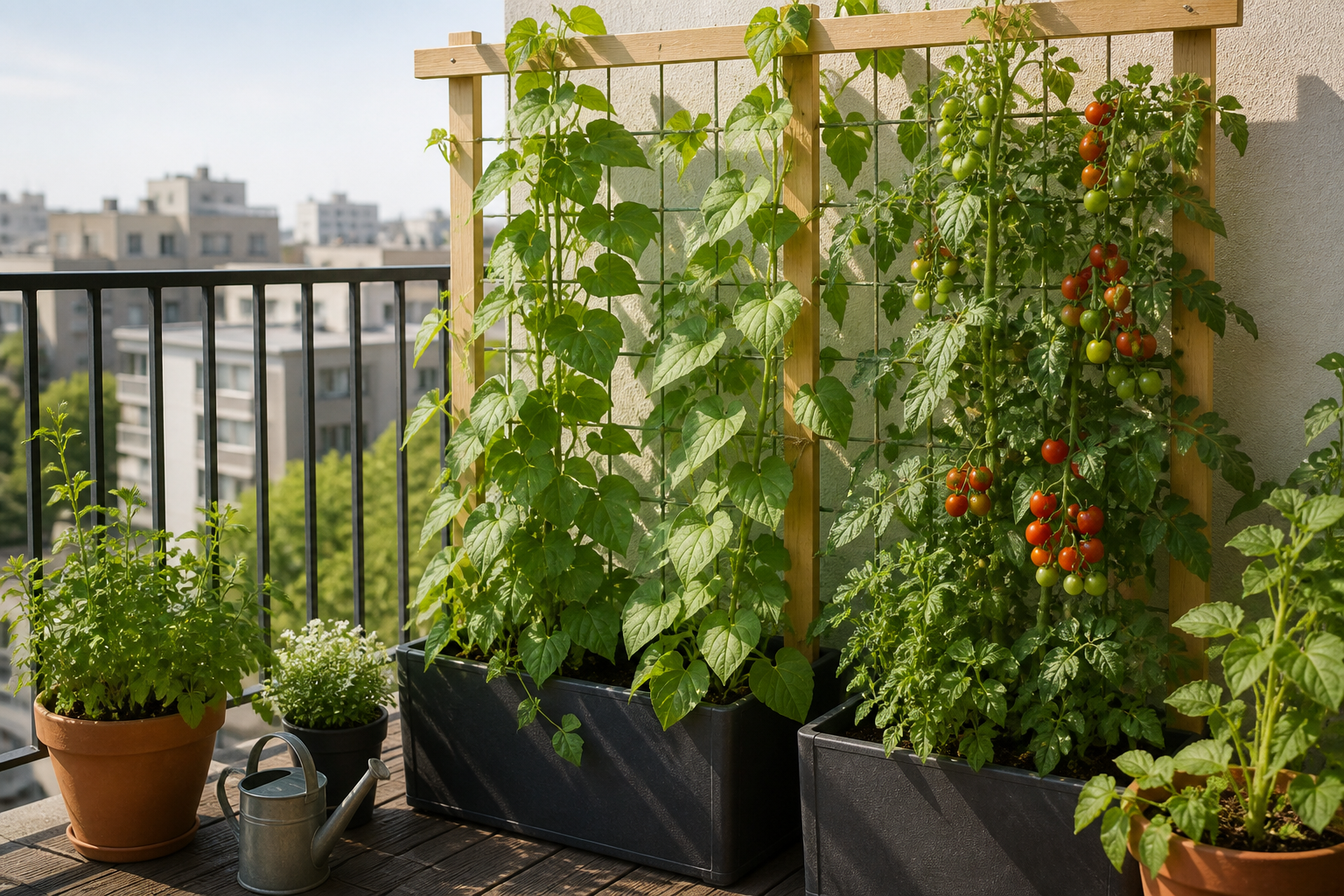 A Vertical Trellis Plan for Balconies That Still Need Sunlight